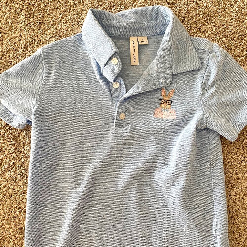Boys size 5 Janie and Jack Bunny Easter Polo